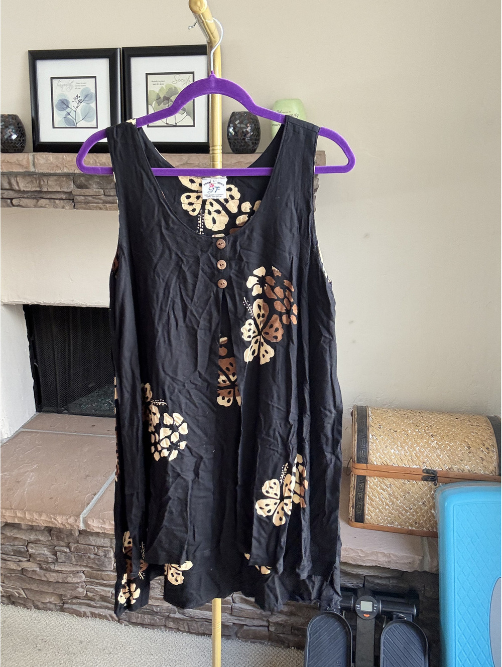 Young Fashion Black Hawaiian floral-print knee-length dress Size Large